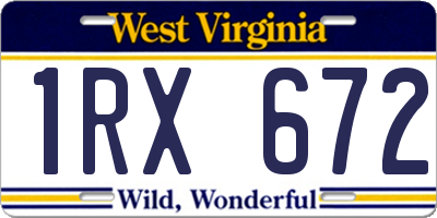 WV license plate 1RX672