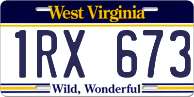 WV license plate 1RX673