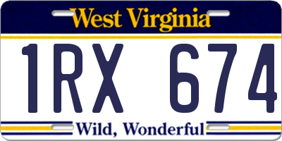 WV license plate 1RX674