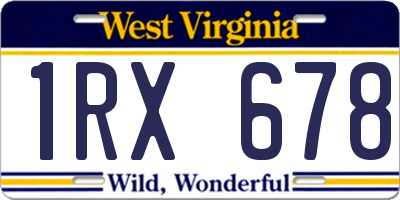 WV license plate 1RX678