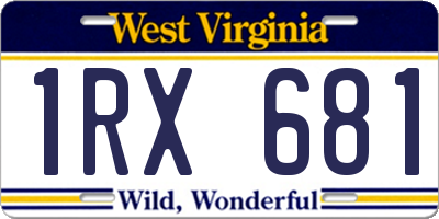 WV license plate 1RX681