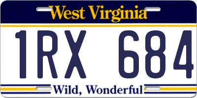 WV license plate 1RX684