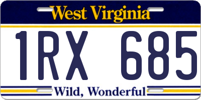 WV license plate 1RX685