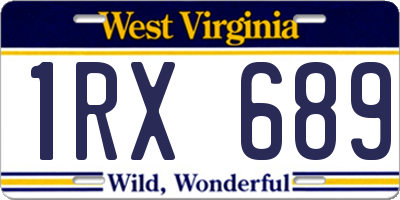 WV license plate 1RX689