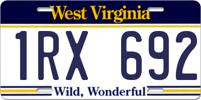 WV license plate 1RX692