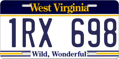 WV license plate 1RX698