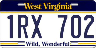 WV license plate 1RX702