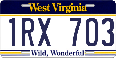 WV license plate 1RX703