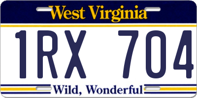 WV license plate 1RX704