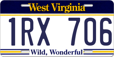 WV license plate 1RX706