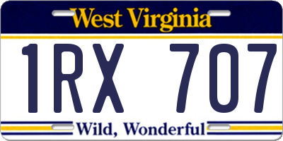 WV license plate 1RX707