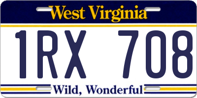 WV license plate 1RX708