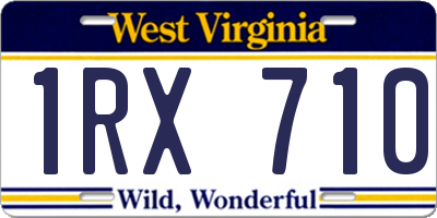 WV license plate 1RX710