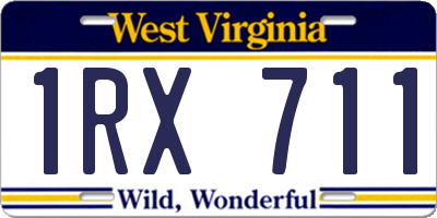 WV license plate 1RX711