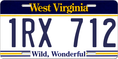WV license plate 1RX712