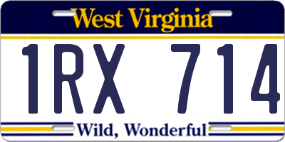 WV license plate 1RX714
