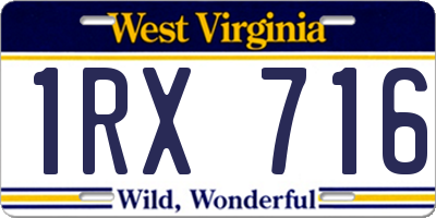WV license plate 1RX716
