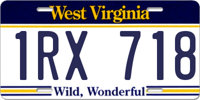 WV license plate 1RX718