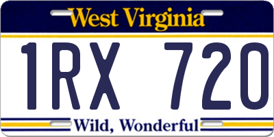 WV license plate 1RX720