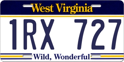 WV license plate 1RX727