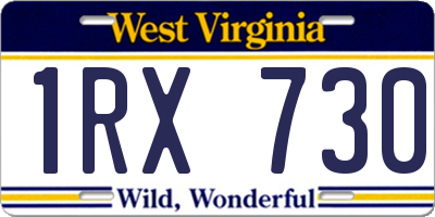 WV license plate 1RX730
