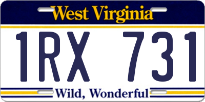 WV license plate 1RX731