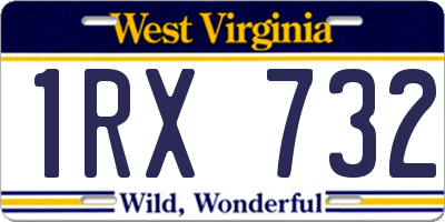 WV license plate 1RX732