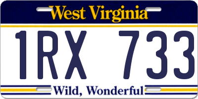WV license plate 1RX733