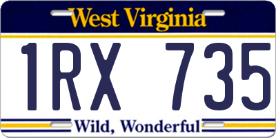 WV license plate 1RX735