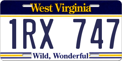 WV license plate 1RX747