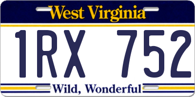 WV license plate 1RX752