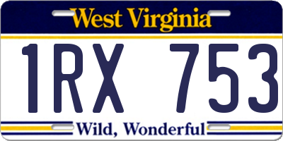 WV license plate 1RX753
