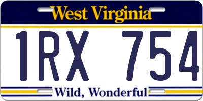 WV license plate 1RX754