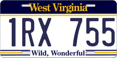 WV license plate 1RX755