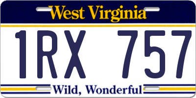 WV license plate 1RX757