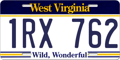 WV license plate 1RX762