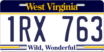 WV license plate 1RX763