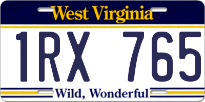 WV license plate 1RX765