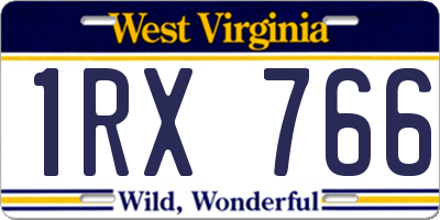 WV license plate 1RX766