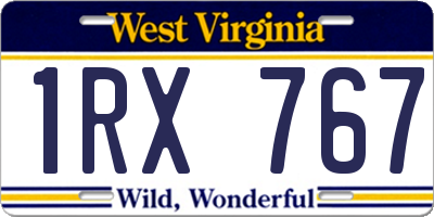 WV license plate 1RX767