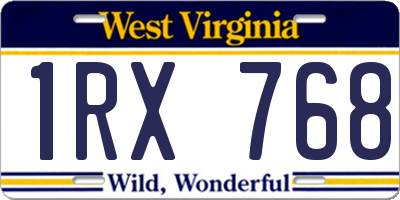 WV license plate 1RX768