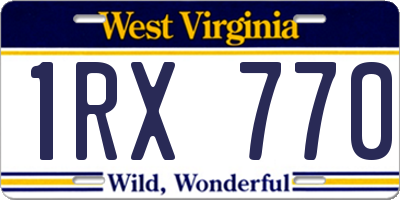 WV license plate 1RX770