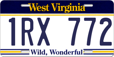 WV license plate 1RX772