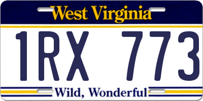 WV license plate 1RX773