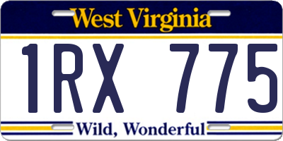 WV license plate 1RX775