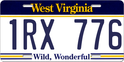 WV license plate 1RX776