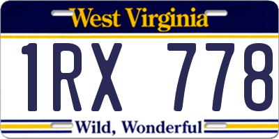 WV license plate 1RX778