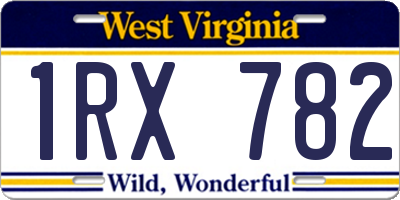 WV license plate 1RX782