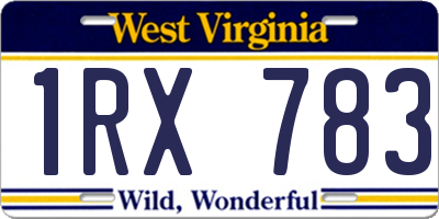 WV license plate 1RX783