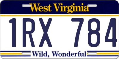 WV license plate 1RX784